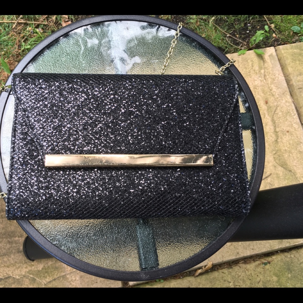 Black glitter clutch